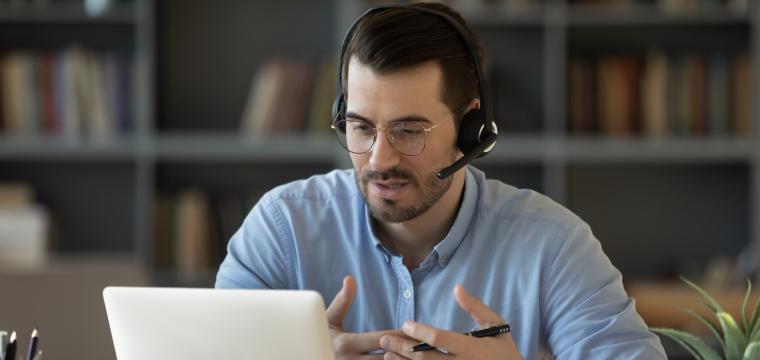 man on video call