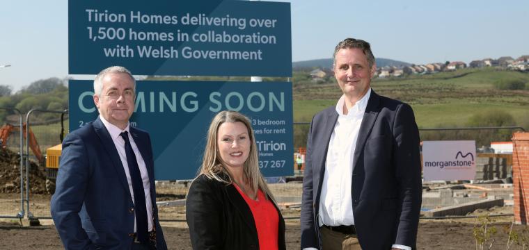 Karl Jones and Nicola Crocker with David Ward, of Tirion Homes