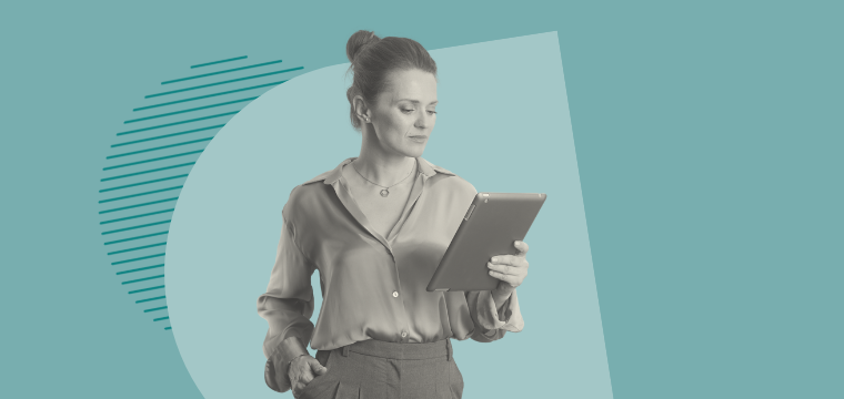 A woman with a tablet