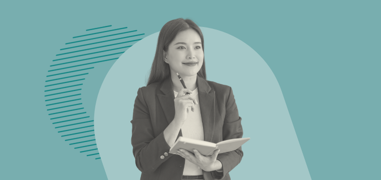 A woman taking notes