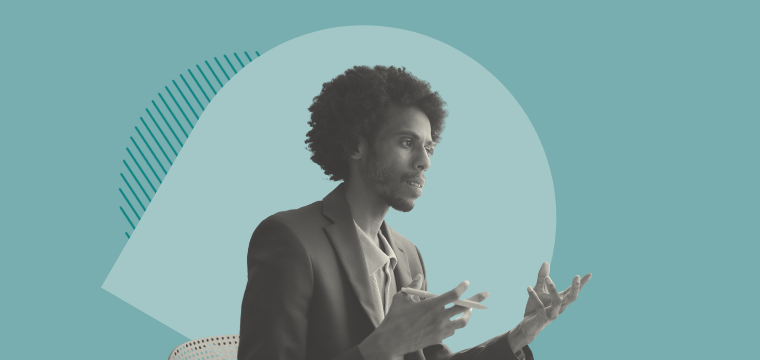 An entrepreneur pitching 