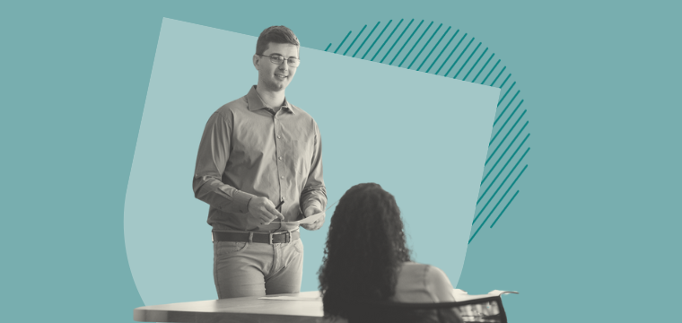 An entrepreneur pitching 