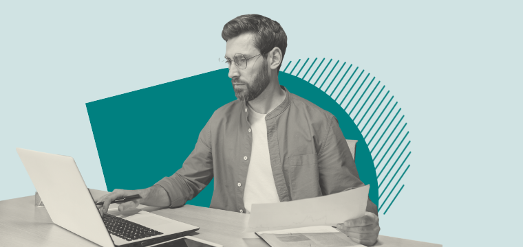 A man working at his laptop