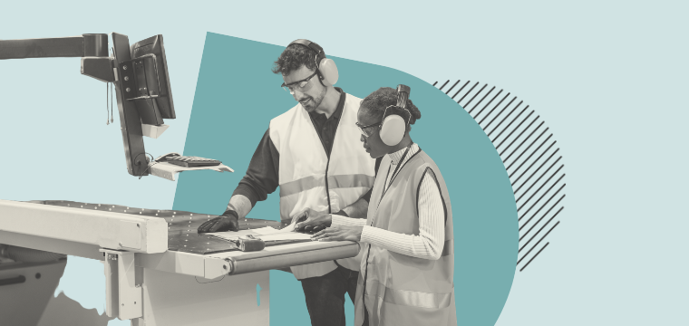 Two people working together 