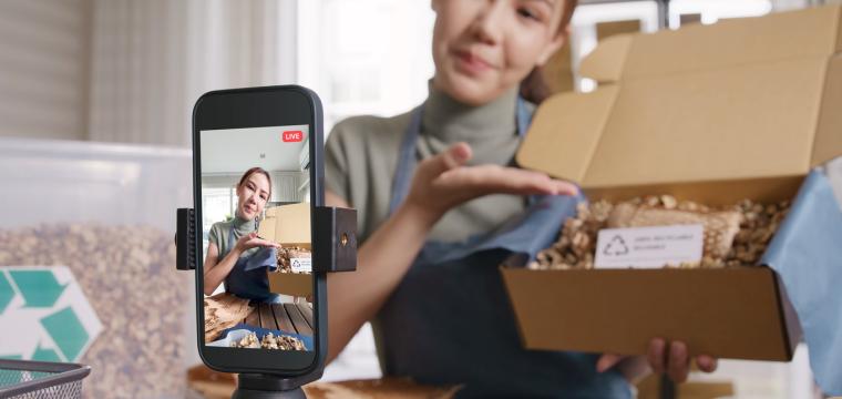 Woman selling on social media