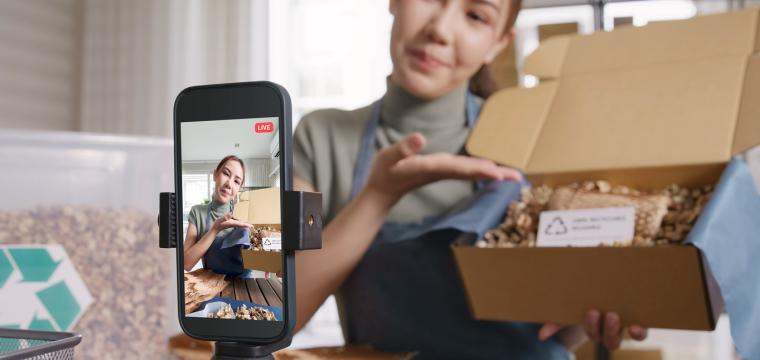 Woman selling on social media