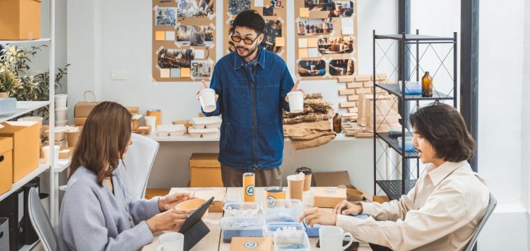 Three people discussing net zero