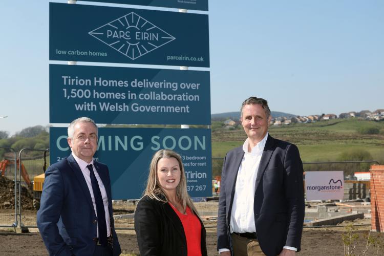 Karl Jones and Nicola Crocker with David Ward, of Tirion Homes