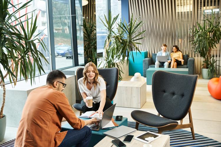 Team members meeting to discuss innovation