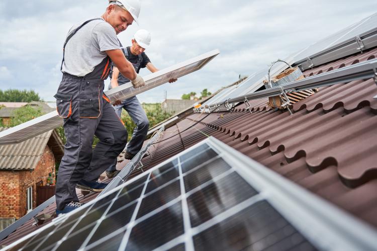Retrofitting solar panels on a house roof