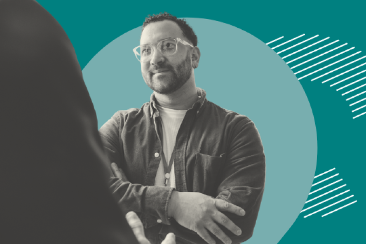 People chatting at a networking event