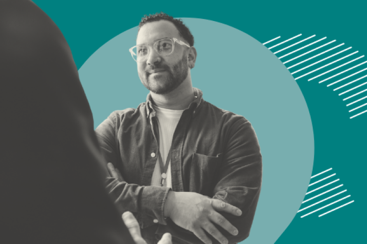 People chatting at a networking event