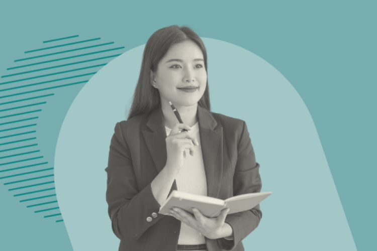 A woman taking notes