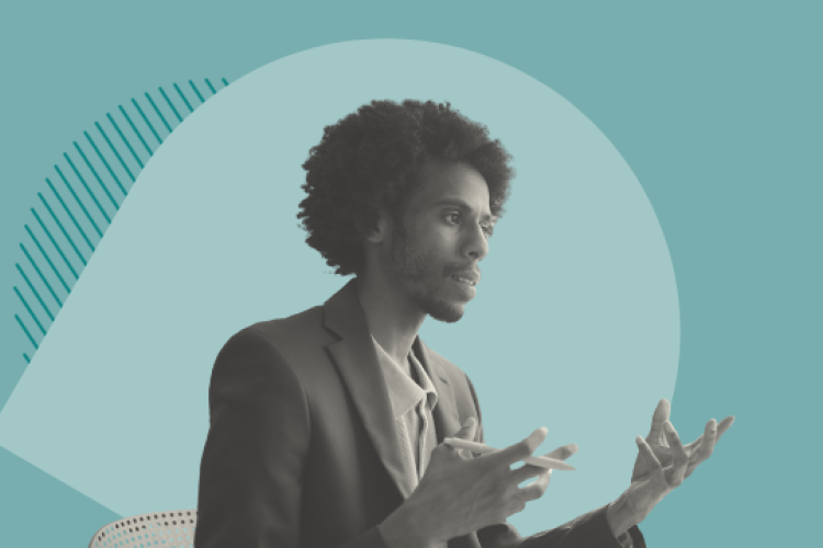 An entrepreneur pitching 