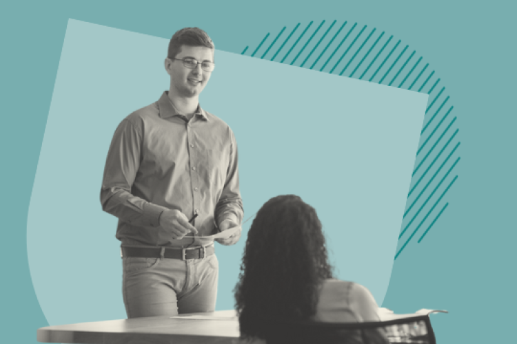 An entrepreneur pitching 