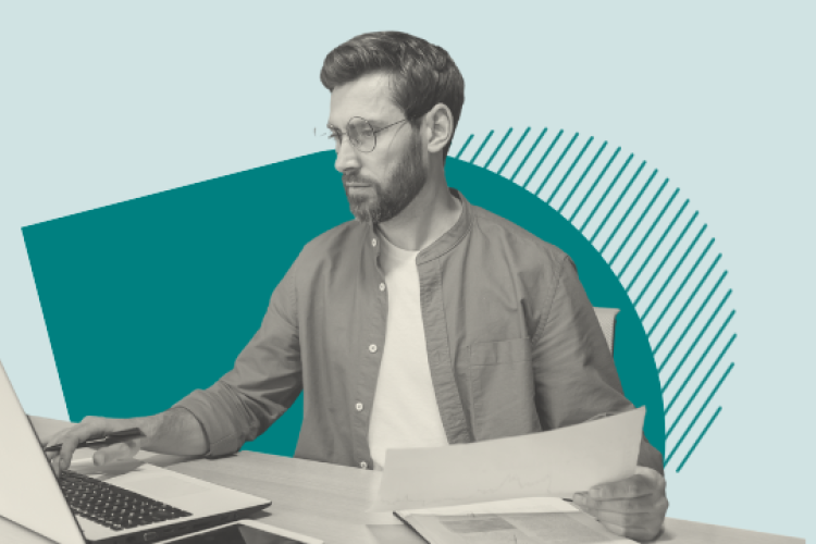 A man working at his laptop