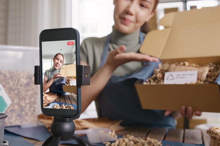 Woman selling on social media